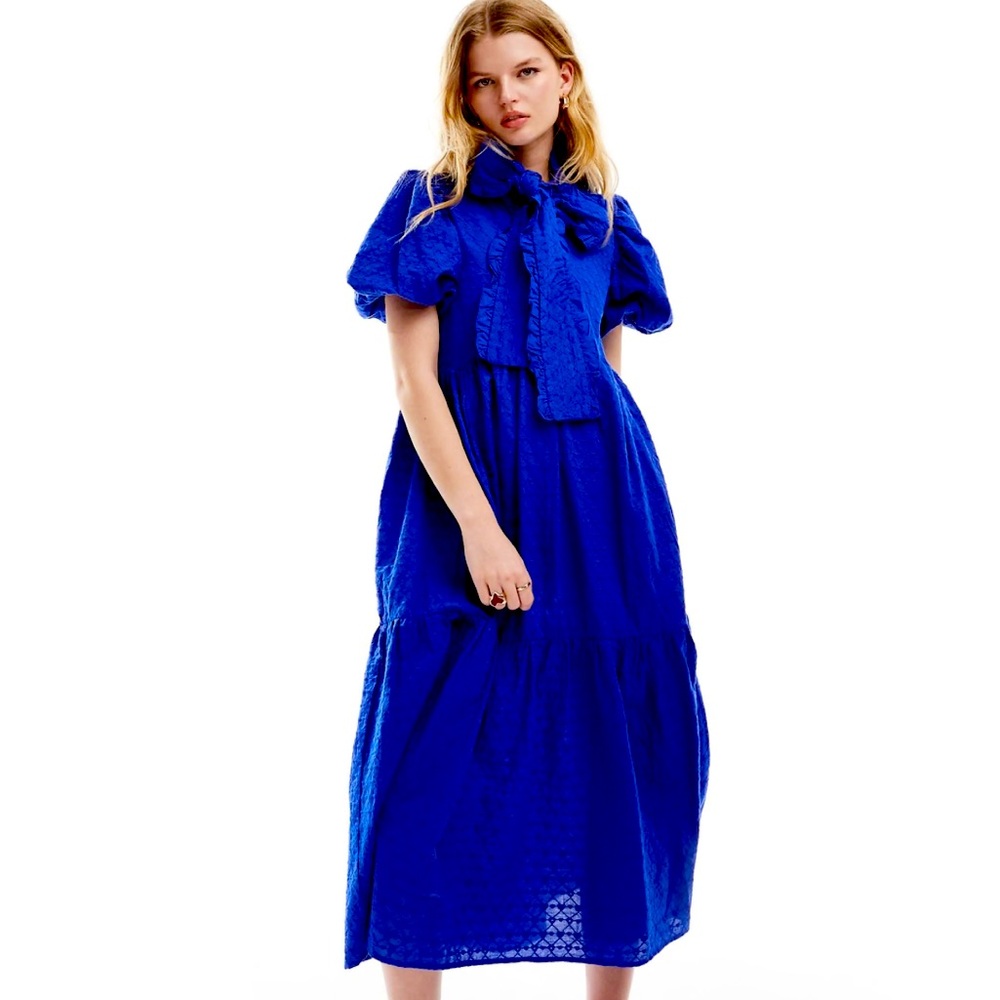 ASOS Sister Jane puff sleeve bow midaxi dress in cobalt blue 6